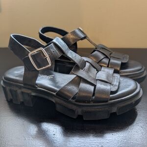 Black Leather Sandals